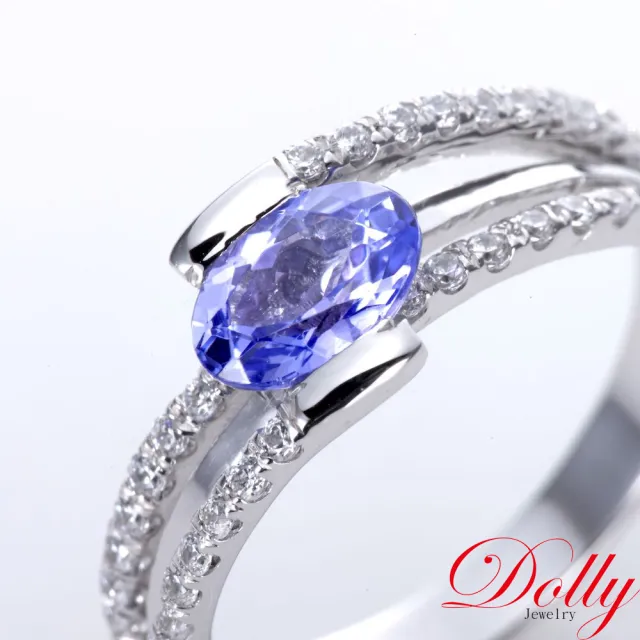【DOLLY】0.90克拉 天然丹泉石18K金鑽石戒指(003)