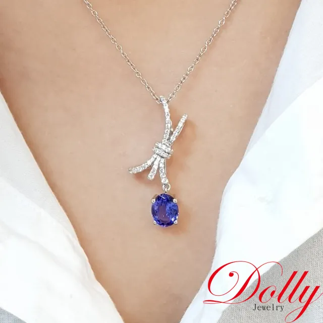 【DOLLY】1克拉 天然丹泉石18K金鑽石項鍊