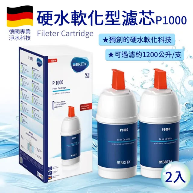 【Brita】P1000硬水軟化型濾心2入(平行輸入)