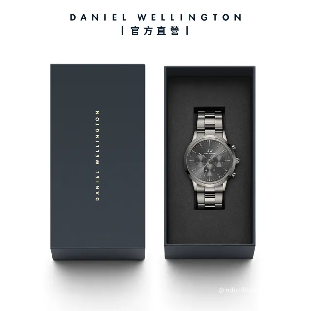 【Daniel Wellington】DW 手錶 Iconic Chronograph 42mm太空灰三眼精鋼錶灰錶盤(DW00100643)