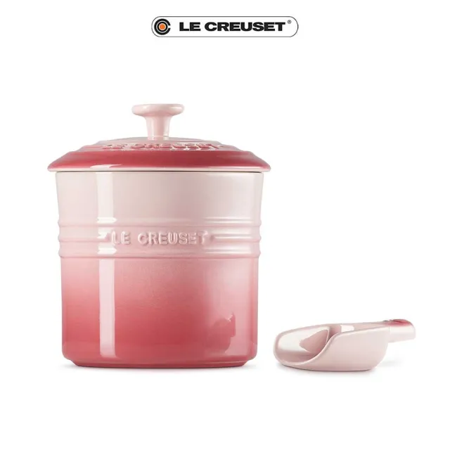 【Le Creuset】瓷器寵物飼料罐 附匙(櫻花粉)