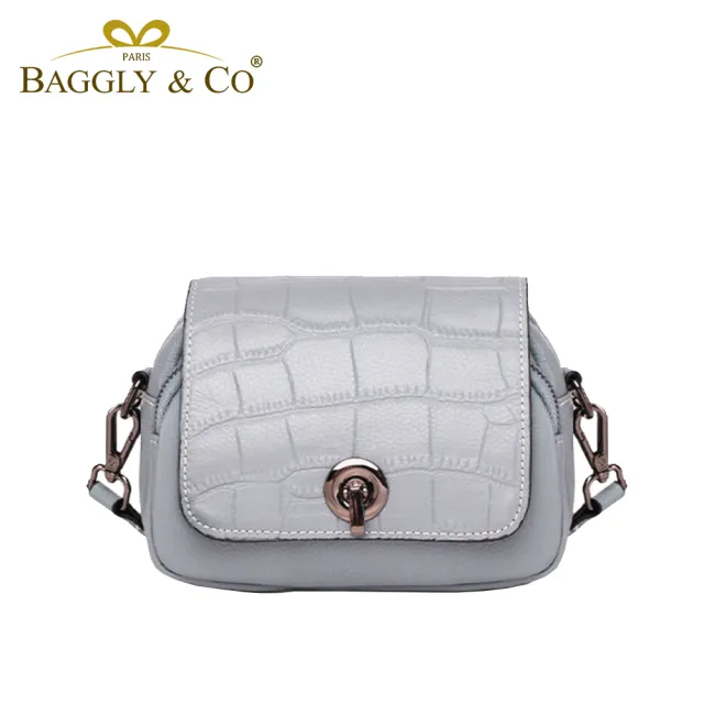 【BAGGLY&CO】雙11 希爾特曼鱷魚紋真皮相機包手機包(真皮包包 珍珠白/粉色/淺藍色/綠色/黑色)