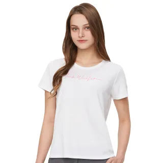 【Jack wolfskin 飛狼】女 簡約字母印花 短袖涼感排汗衣 T恤(白色)