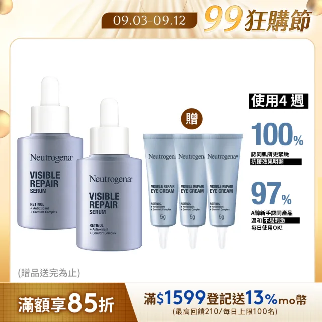 【Neutrogena 露得清】肌緻新生A醇精華30ml 2入組(全新升級/官方直營)