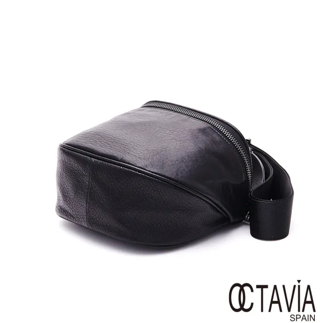 【OCTAVIA 8】雙11 真皮 FAR AWAY 全牛皮半月立體斜背腰包(自由黑)