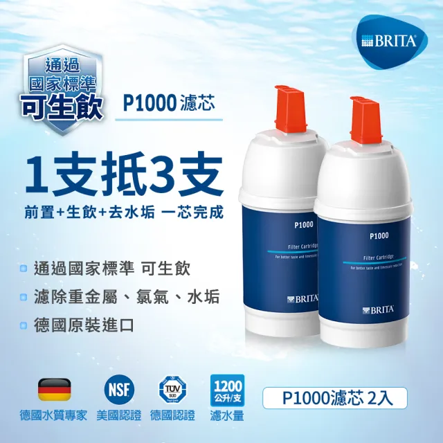 【德國BRITA官方】mypure P1000硬水軟化型濾芯(二入)