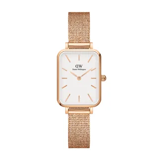 【Daniel Wellington】DW 手錶  Quadro Melrose 20x26mm麥穗式金屬編織小方錶(三色 DW00100431)