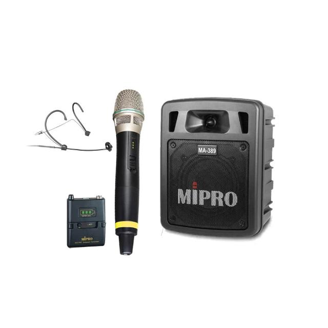 【MIPRO】MA-389 配1頭戴式+1手握ACT-58H 麥克風(5.8G 雙頻手提無線喊話器/藍芽最新版 /遠距教學)