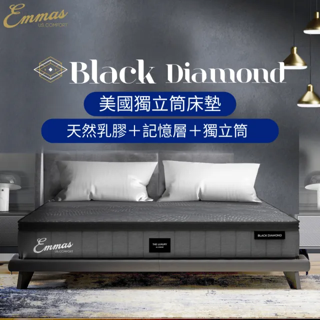 【Lunio】Emmas(Black Diamond 雙人加大6尺黑鑽系列美國獨立筒床墊)