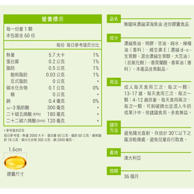 【澳佳寶】迷你濃縮魚油 3入組(共180顆 孫語霙營養師代言 添加維生素E rTG形式)