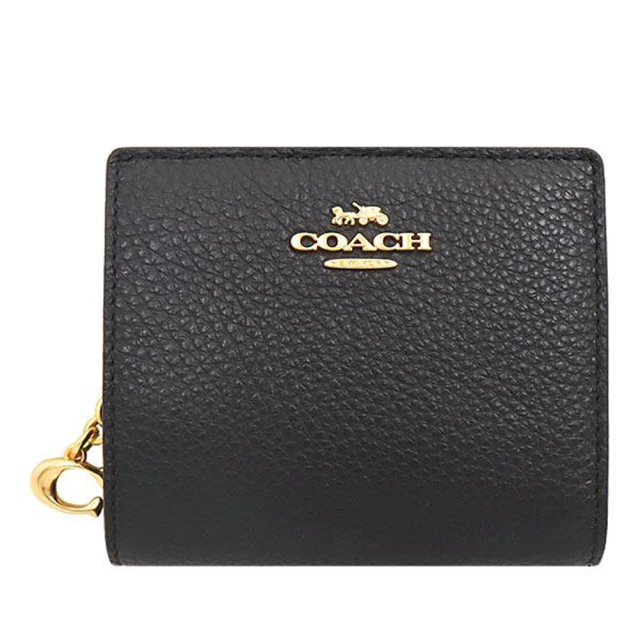 COACHCOACH 黑色立體馬車LOGO拉鍊零錢包短夾(C2862 IMBLK)