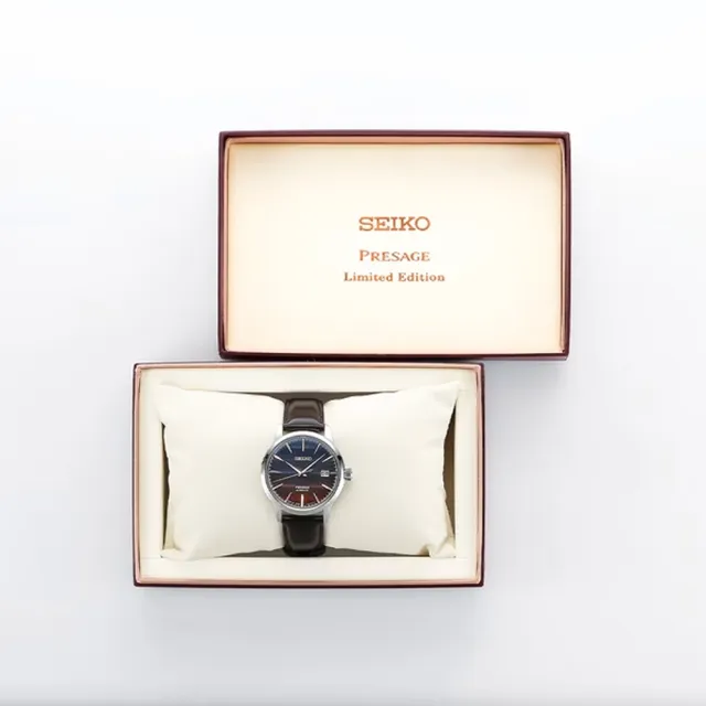 【SEIKO 精工】Presage 調酒師東京日落機械錶-藍x咖啡/40.5mm(SRPK75J1/4R35-06F0P)618 禮物