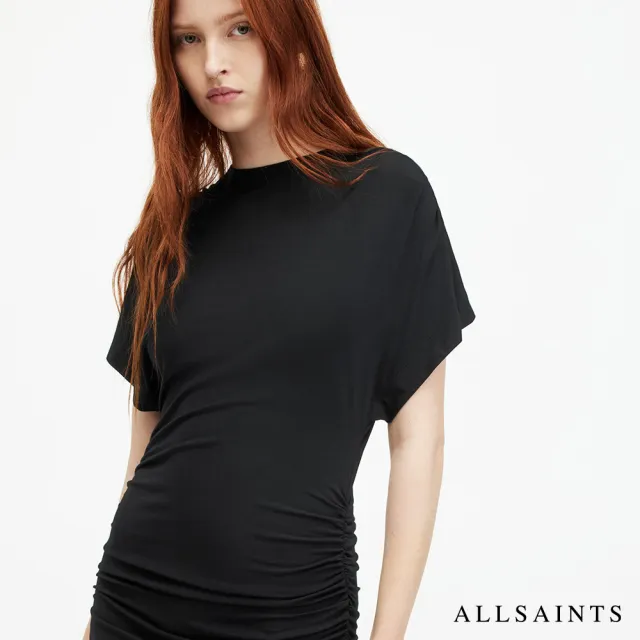 【ALLSAINTS】獨特修身細肩碎花印花中長版洋裝(修身版型)