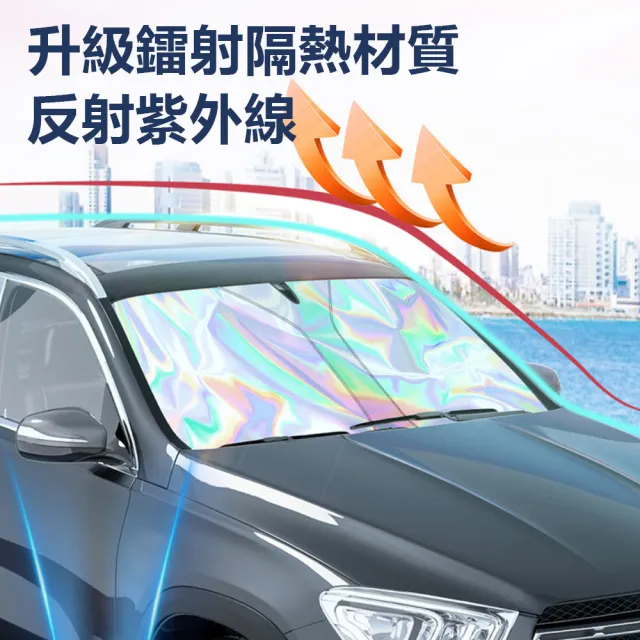 【伊德萊斯】汽車前擋玻璃彈力遮陽板 抗UV遮陽簾(鈦銀隔熱 防曬 折疊收納)