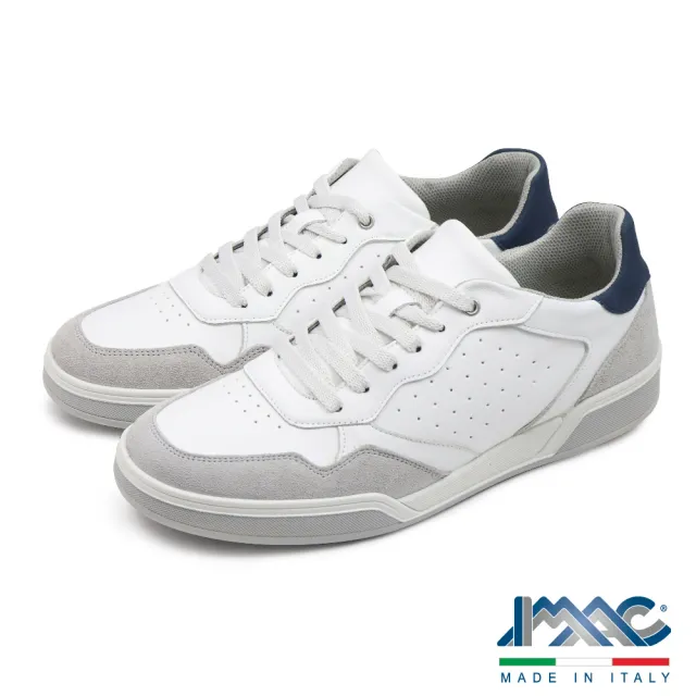 【IMAC】義大利原廠超輕量透氣拼接綁帶休閒鞋 白色(552001-WH)