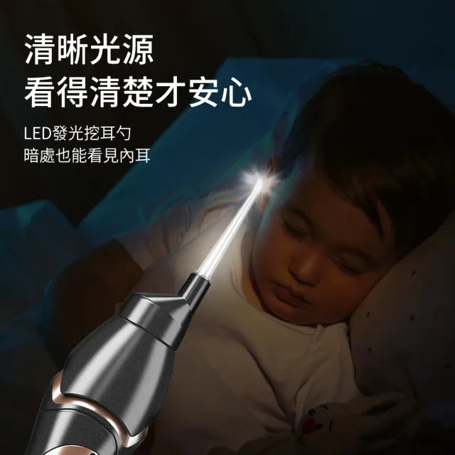 【ELAINE】自動吸耳屎挖耳勺 智慧發光可視化耳勺 採耳棒 掏耳棒 USB充電 成人/兒童通用