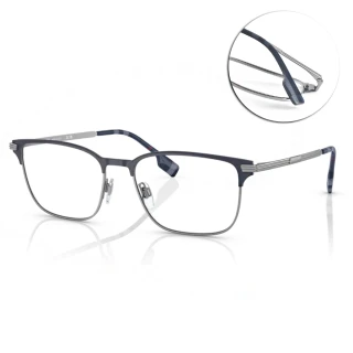【BURBERRY 巴寶莉】眉框方框設計款 光學眼鏡(霧黑 槍銀#B1372 1003)