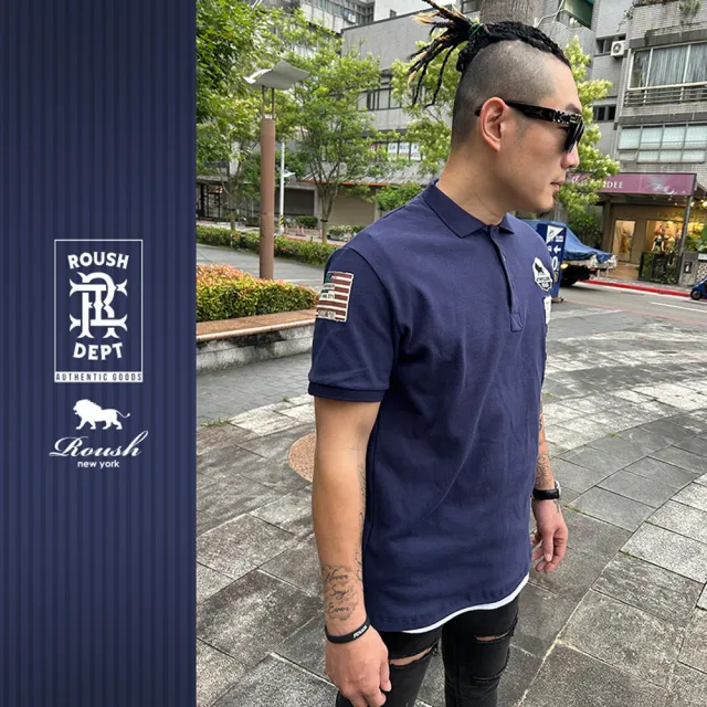 【Roush】台灣製/MIT/現貨 美式多貼布設計重磅螺紋棉polo衫(2411377)
