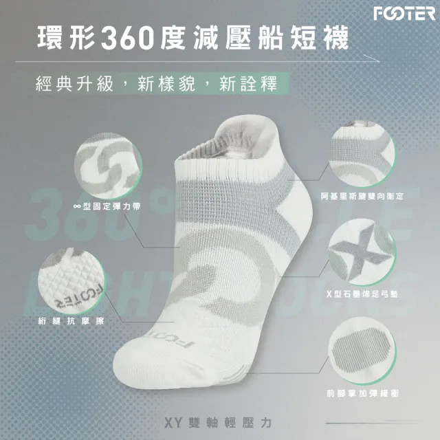 【FOOTER除臭襪】6入組-環形360度減壓船短/中筒襪(T100/T97-M/L/XL)