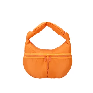 【Lesportsac】輕量材質 微光澤拉鍊半月包(1181 豐盛橙果)