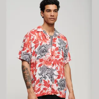 【Superdry】男裝 短袖襯衫 質感花襯衫 Hawaiian Resort(紅)