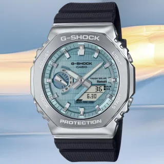 【CASIO 卡西歐】G-SHOCK 藍牙連線 太陽能 八角雙顯腕錶 爸爸節  七夕 情人節 禮物(GBM-2100A-1A2)