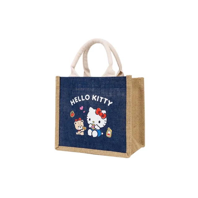 【Kiiwi O！官方直營】Hello Kitty 凱蒂貓聯名款．棉麻隨行袋 多色選(凱蒂貓/棉麻提袋/購物袋/耐用/環保)