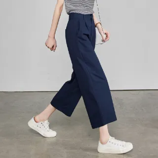 【LANNI 藍尼】★鬆緊闊腿寬管九分休閒褲(女裝/褲子/長褲/短褲/九分褲)
