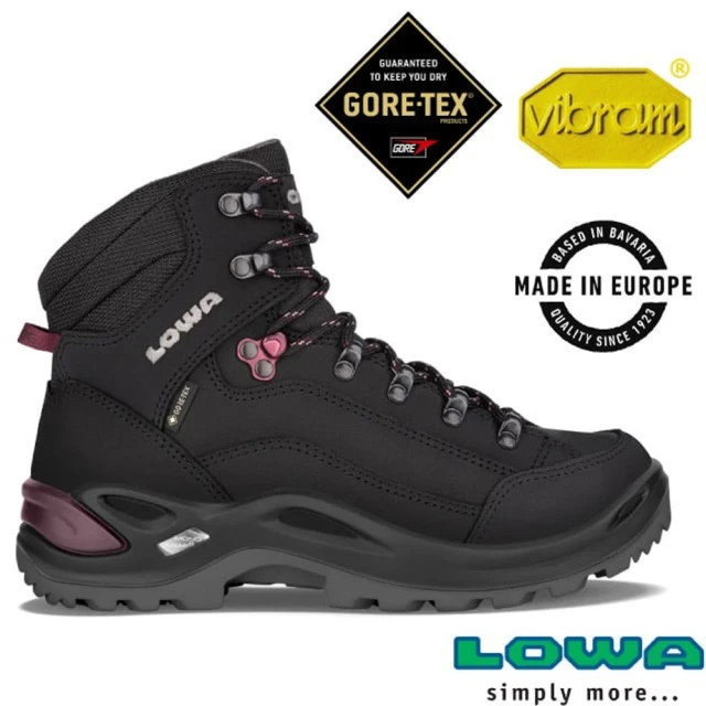 LOWA 女 歐洲製造 RENEGADE GTX 中高筒防水透氣多功能健行鞋_登山鞋(LW320945-3599 黑/紫紅)