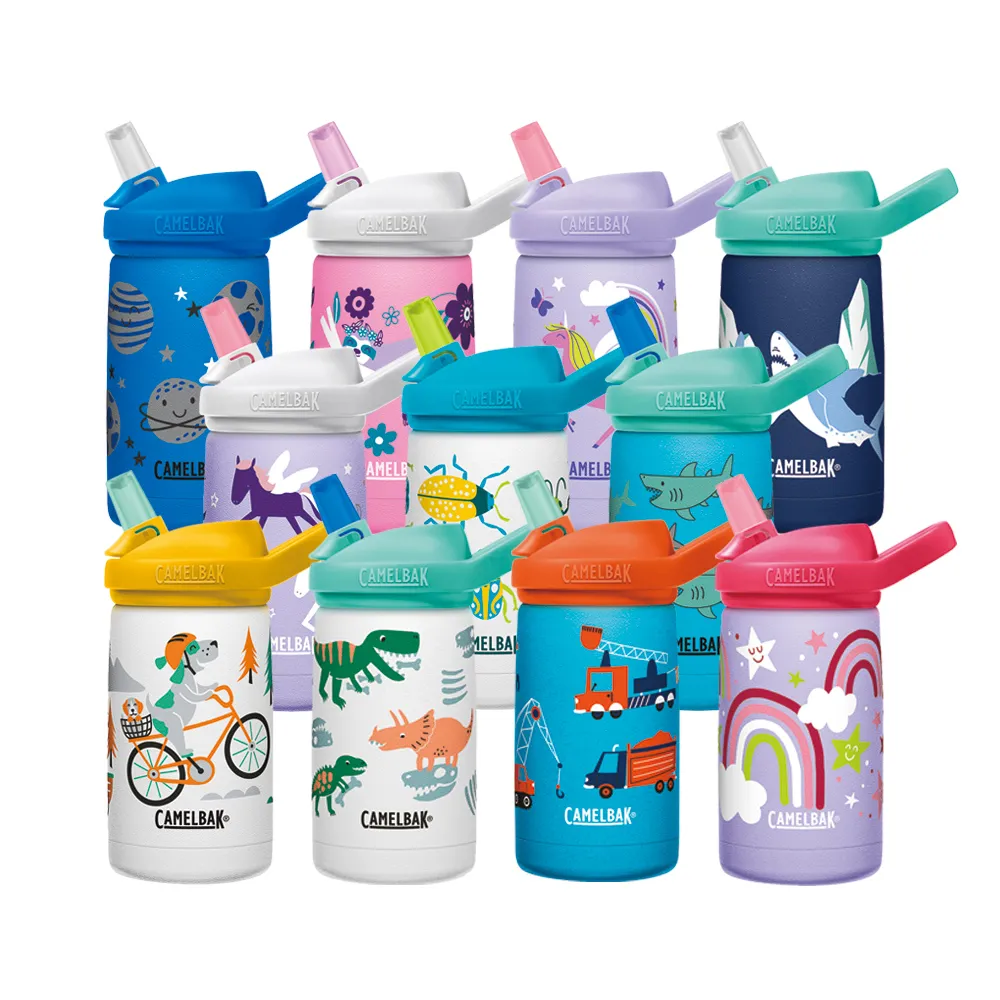 【CAMELBAK】350ml eddy+ kids兒童吸管不鏽鋼保溫/保冰瓶(公司貨/全新霧面瓶身/保溫/保冰/防塵蓋)