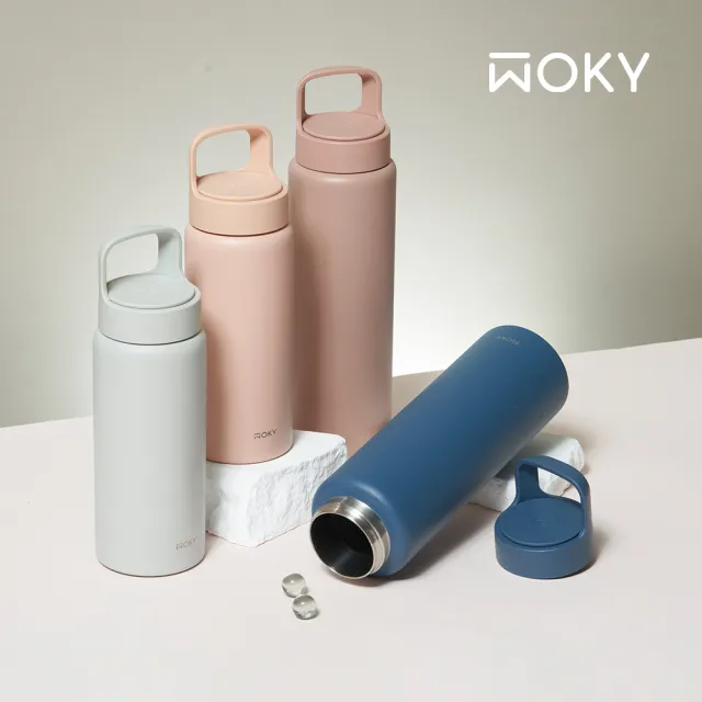 【WOKY 沃廚】輕芯鈦瓷提手運動保溫瓶850ml(運動水壺)