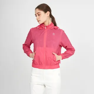 【Munsingwear】企鵝牌 女款桃紅色可拆帽領抽褶薄外套  MLTL6601