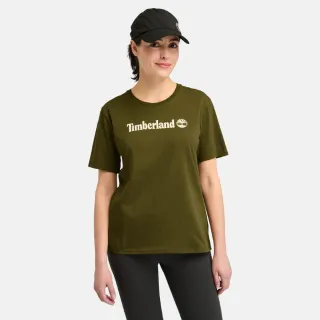 【Timberland】女款深橄欖綠LOGO休閒短袖T恤(A6AZP302)