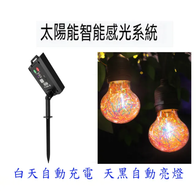 【POKO】LED超大太陽能絲球燈串 5米10燈(大燈泡 情人節燈 童話燈串 室內 戶外 陽台 造景 婚禮 裝飾)