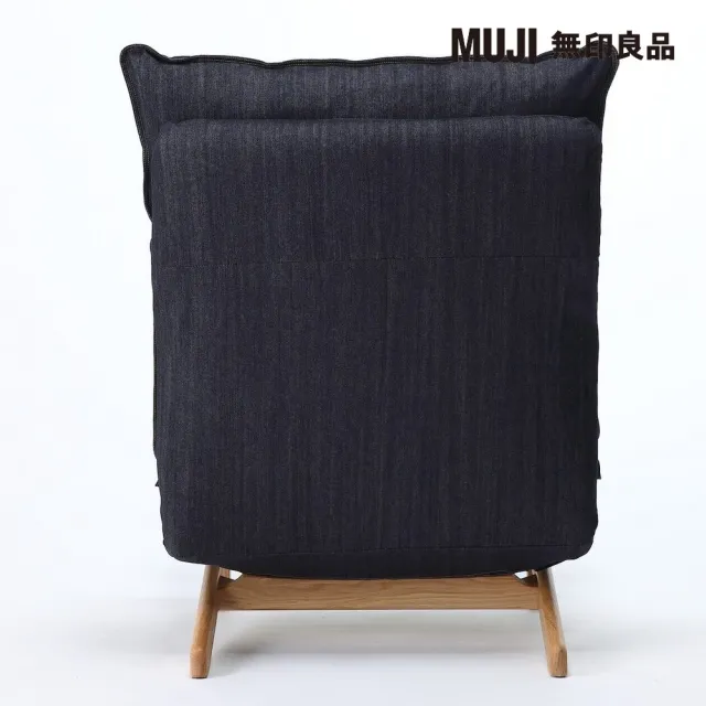 【MUJI 無印良品】高椅背和室沙發+腳凳組/棉丹寧/深藍(大型家具配送)