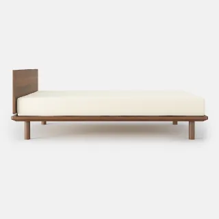 【MUJI 無印良品】胡桃木組合床台+床頭板/D/木製腳/20cm(大型家具配送)