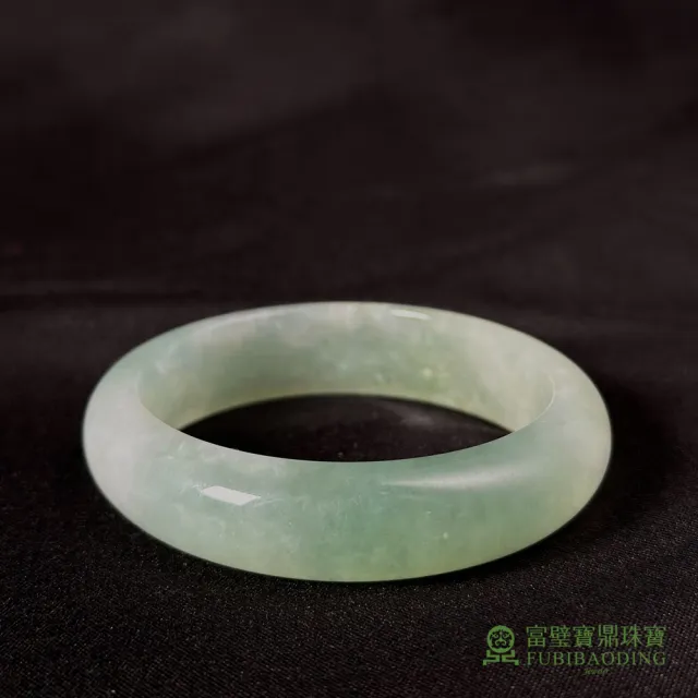 【Fubibaoding jeweler 富璧寶鼎珠寶】淡綠細糯種翡翠手鐲(天然A貨 翡翠 送禮 玉鐲 台灣圍#16.5)