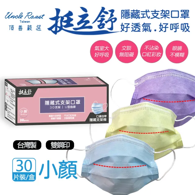 【頂善嚴選】挺立舒支撐型醫療口罩30入/盒 小顏專用(淡藍/鵝黃/粉紫)