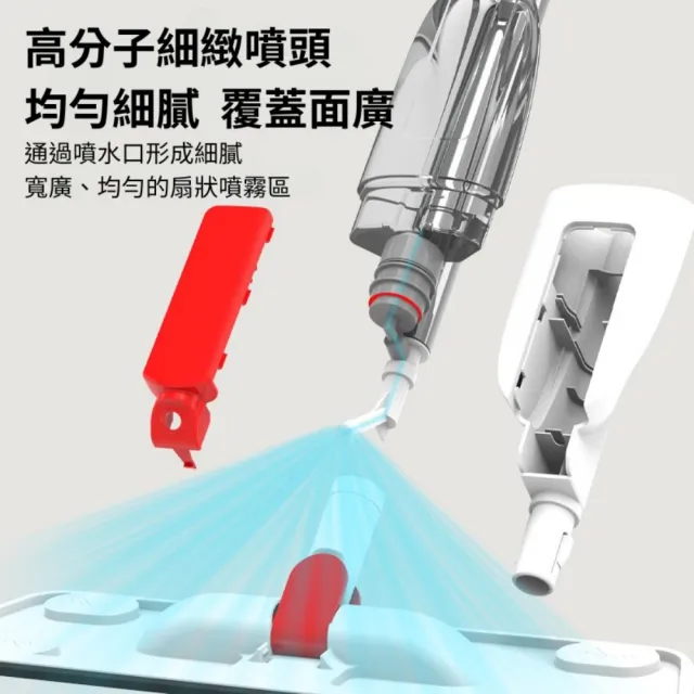 【b.a.l.f 琦晟】免沾手 可旋轉 噴水拖把(噴霧平板拖把 懶人拖把 吸水拖把 拖把 掃除用具 乾濕兩用)