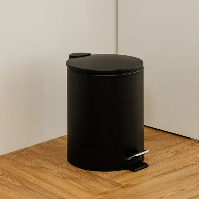 【ikloo 宜酷屋】簡約啞光磨砂腳踏式垃圾桶5L-2色可選(超值兩入組)