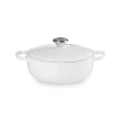 【Le Creuset】盒損福利品_典藏琺瑯鑄鐵鍋圓形燉鍋 24cm(棉花白-鋼頭-內鍋白)