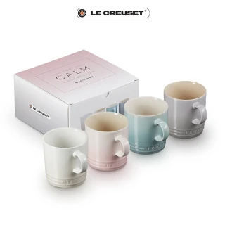 【Le Creuset】瓷器悠然恬靜系列英式馬克杯350ml - 4入組(蛋白霜/貝殼粉/海洋之花/迷霧灰)