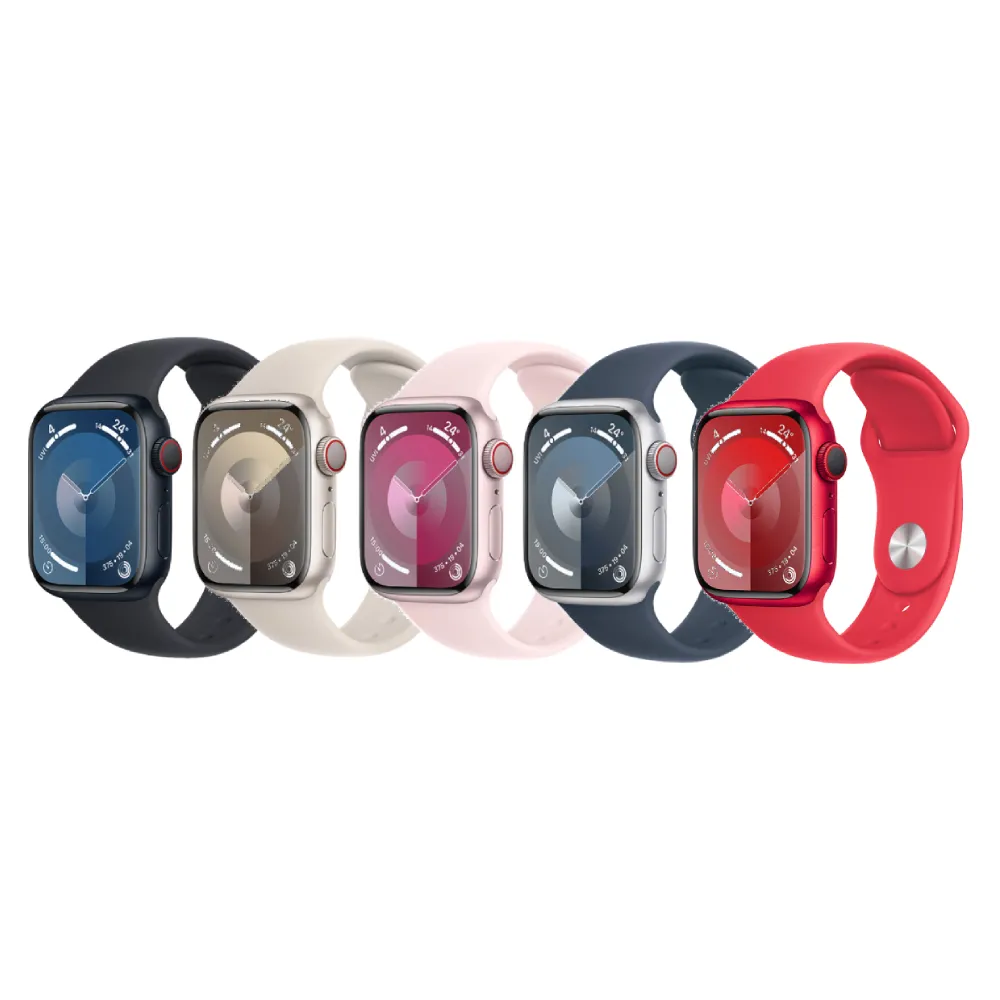 犀牛盾錶殼組【Apple 蘋果】Apple Watch S9 LTE 41mm(鋁金屬錶殼搭配運動型錶帶)