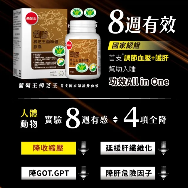 【葡萄王】認證樟芝 x1瓶 共60粒(陳志強推薦 GABA 芝麻素 幫助入睡 牛樟芝膠囊)