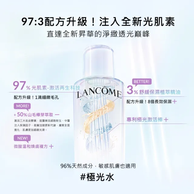 【蘭蔻】官方直營 極光水淨膚發光組(LANCOME/超級極光水/洗面乳/雙入組)