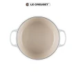 【Le Creuset】典藏琺瑯鑄鐵鍋圓鍋 24cm(蛋白霜-鋼頭-內鍋白)