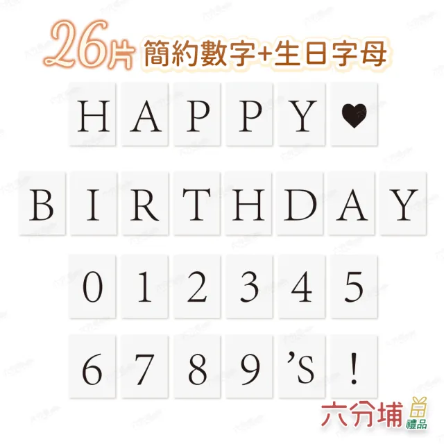 【六分埔禮品】26片韓式簡約數字+生日拉旗(韓風韓式韓系白色生日佈置Ins風網紅佈置串旗吊旗拉條)