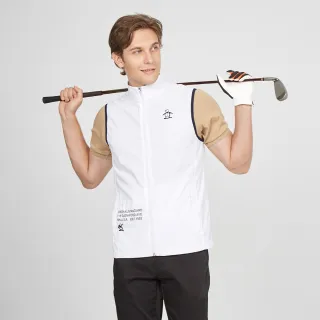 【Munsingwear】企鵝牌 男款白色立領機能刺繡印花修身薄背心 MGTL6501