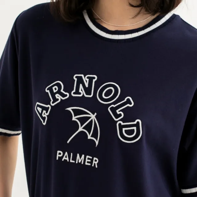 【Arnold Palmer 雨傘】女裝-撞色滾邊網眼短袖圓領衫(藏青色)
