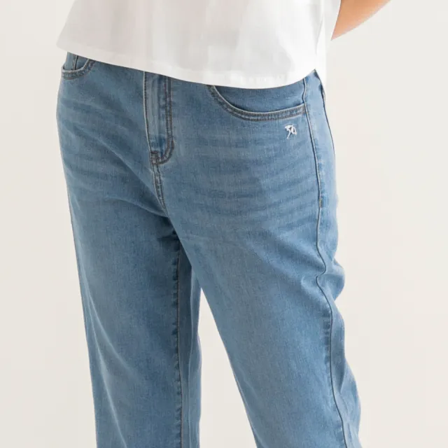 【Arnold Palmer 雨傘】女裝-基本款量感直筒牛仔褲(淺藍色)
